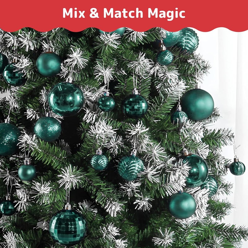 Prextex 36-Pieces Christmas Ornaments Set - Shatterproof, Festive Olive Green Christmas Tree Balls Decorations in 3 Sizes and 6 Styles with Hanging Loops for Tree, Wreath, Dazzling Holiday Party Decor - Image 5